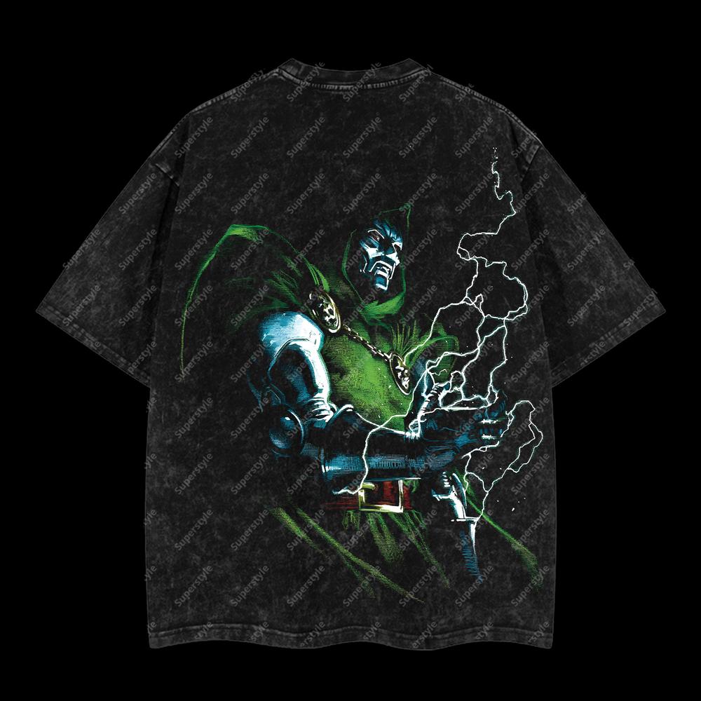 Doctor Doom "The Masked Tyrant" Marvel MCU Edition Double Printed Oversize Lightweight Acid Washed T-Shirt