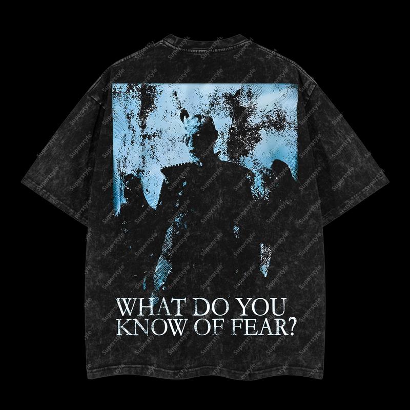"The Night King – What Do You Know of Fear?" Game of Thrones Edition Double Printed Oversize Lightweight Acid Washed T-Shirt