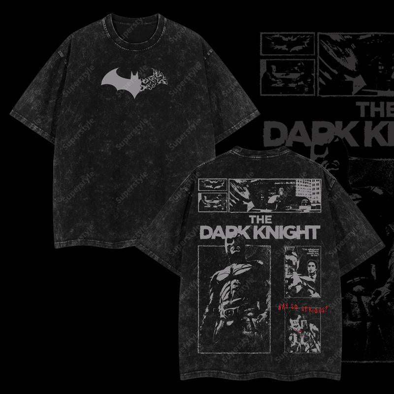 The Dark Knight "Batman" - The Gotham Guardian  HeroVerse DC Comic Edition Double Printed Oversize Lightweight Acid Washed T-Shirt