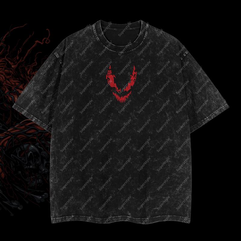 Maximum Absolute Carnage Symbiote Venom Supervillain Marvel MCU Edition Double Printed Oversize Lightweight Acid Washed T-Shirt