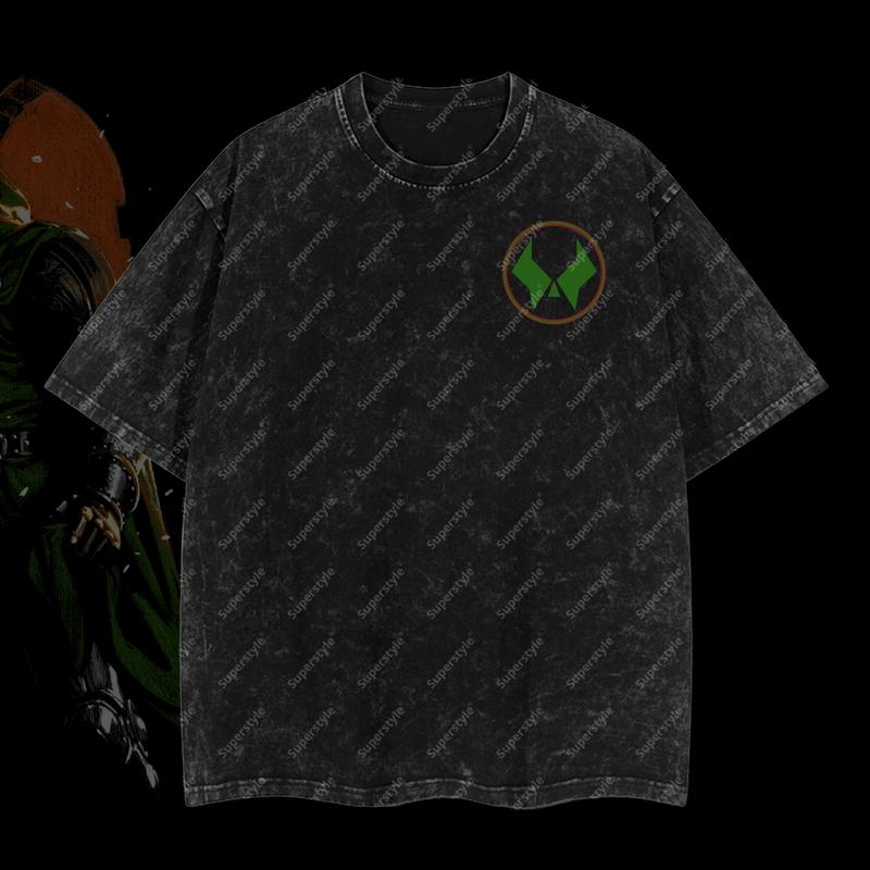 Doctor Doom "The Masked Tyrant" Marvel MCU Edition Double Printed Oversize Lightweight Acid Washed T-Shirt