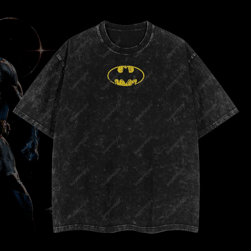 The Dark Knight "Batman" - The Gotham Guardian HeroVerse DC Comic Edition Double Printed Oversize Lightweight Acid Washed T-Shirt