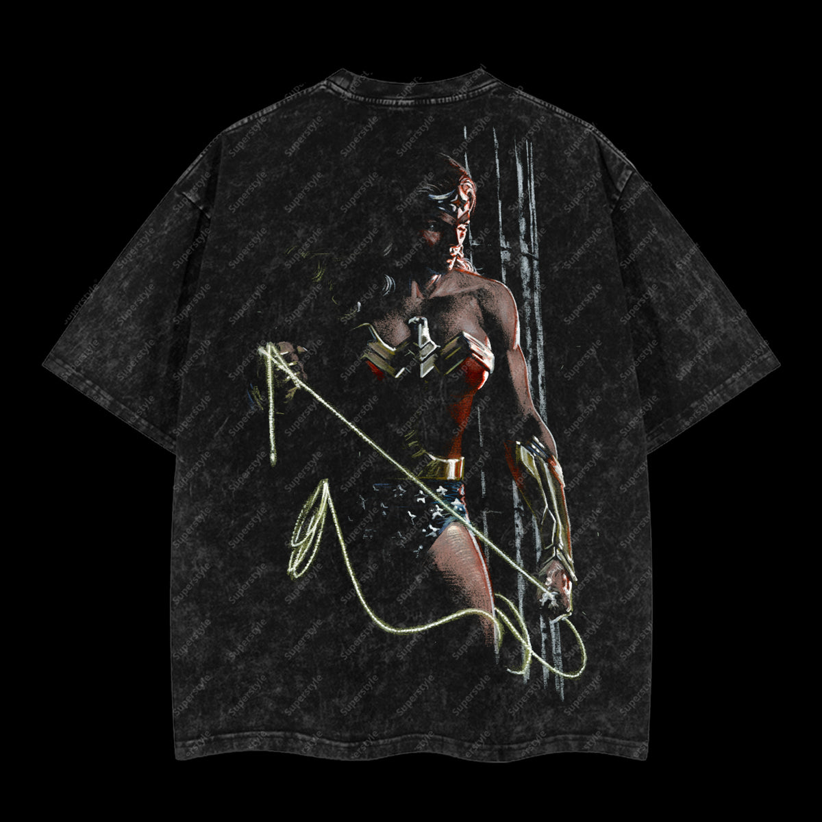 Princess Diana of Themyscira "Wonder Women" DC Comic Edition Double Printed Oversize Lightweight Acid Washed T-Shirt