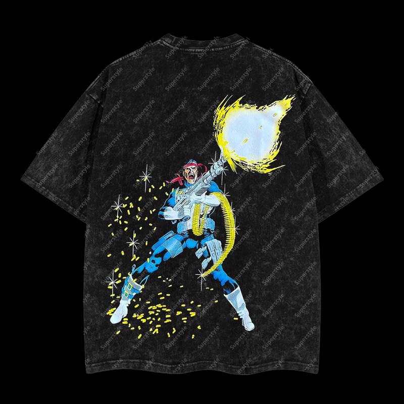 Dark Avenger Shadow Skull Ghost "The Punisher" Superhero Marvel MCU Edition Double Printed Oversize Lightweight Acid Washed T-Shirt