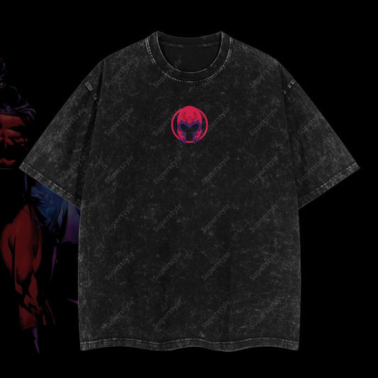 The Mutant Messiah "Master of Magnetism" Magneto Marvel MCU Edition Double Printed Oversize Lightweight Acid Washed T-Shirt