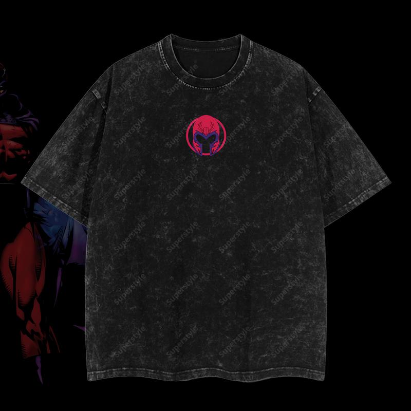 The Mutant Messiah "Master of Magnetism" Magneto Marvel MCU Edition Double Printed Oversize Lightweight Acid Washed T-Shirt