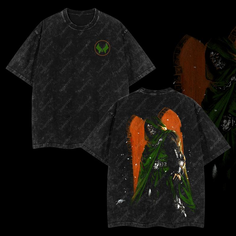 Doctor Doom "The Masked Tyrant" Marvel MCU Edition Double Printed Oversize Lightweight Acid Washed T-Shirt