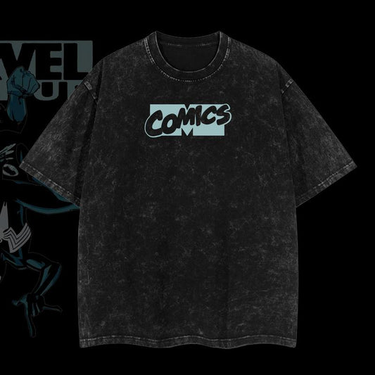 MTU Spider-man vs Mark Grayson Invincible War Comic Marvel MCU Double Printed Oversize Lightweight Acid Washed T-Shirt