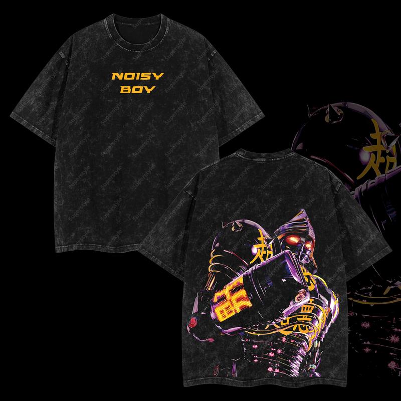 Noisy boy - Real Steel Edition Double Printed Oversize Lightweight Acid Washed T-Shirt