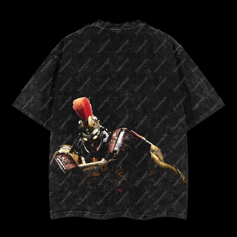The Golden Brawler Midas - Real Steel Edition Double Printed Oversize Lightweight Acid Washed T-Shirt