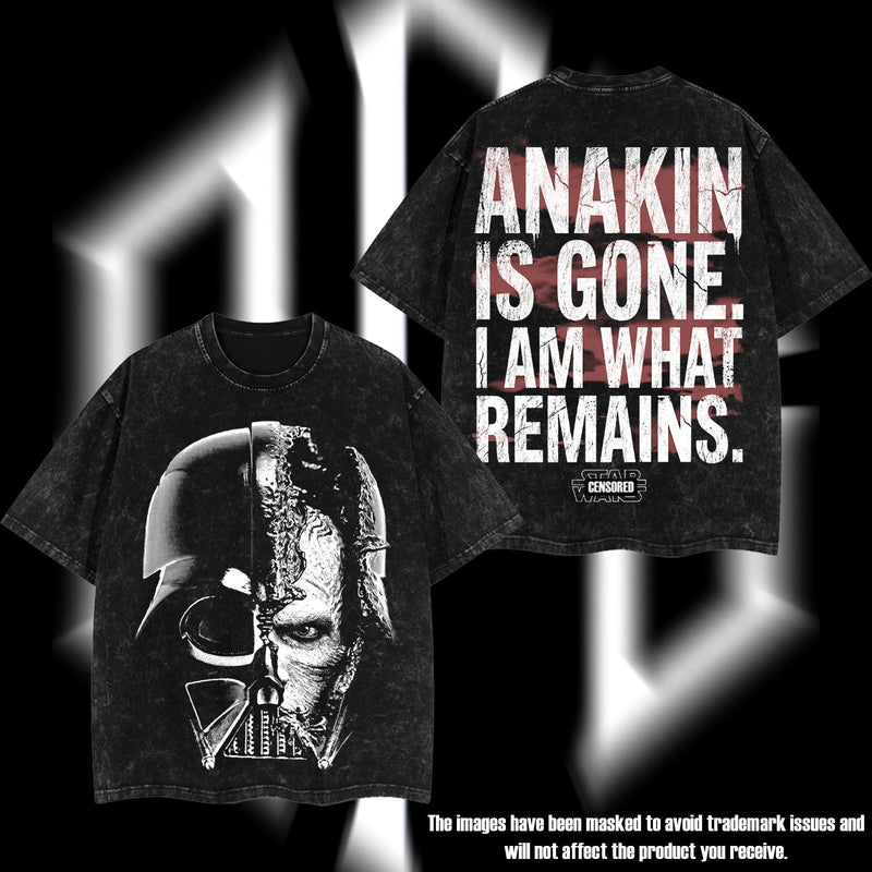 Anakin Skywalker "The Chosen One" Darth Vader Star Wars Edition Double-Printed Oversize Lightweight Acid-Washed Premium Cotton T-Shirt