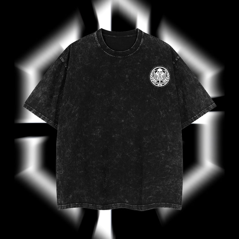 [Collection] Simon "Ghost" Riley Skull Mask Warrior Call of Duty: Modern Warfare II Edition Double Printed Oversize Lightweight Acid Washed Tee