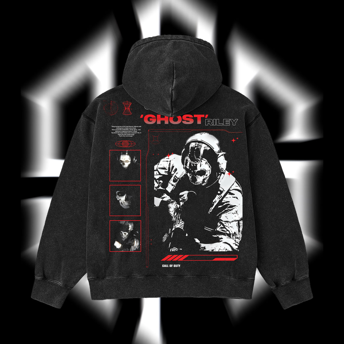 [Collection] Simon "Ghost" Riley Skull Mask Warrior Call of Duty: Modern Warfare Il Edition Double Printed Oversize Lightweight Acid Washed Hoodie