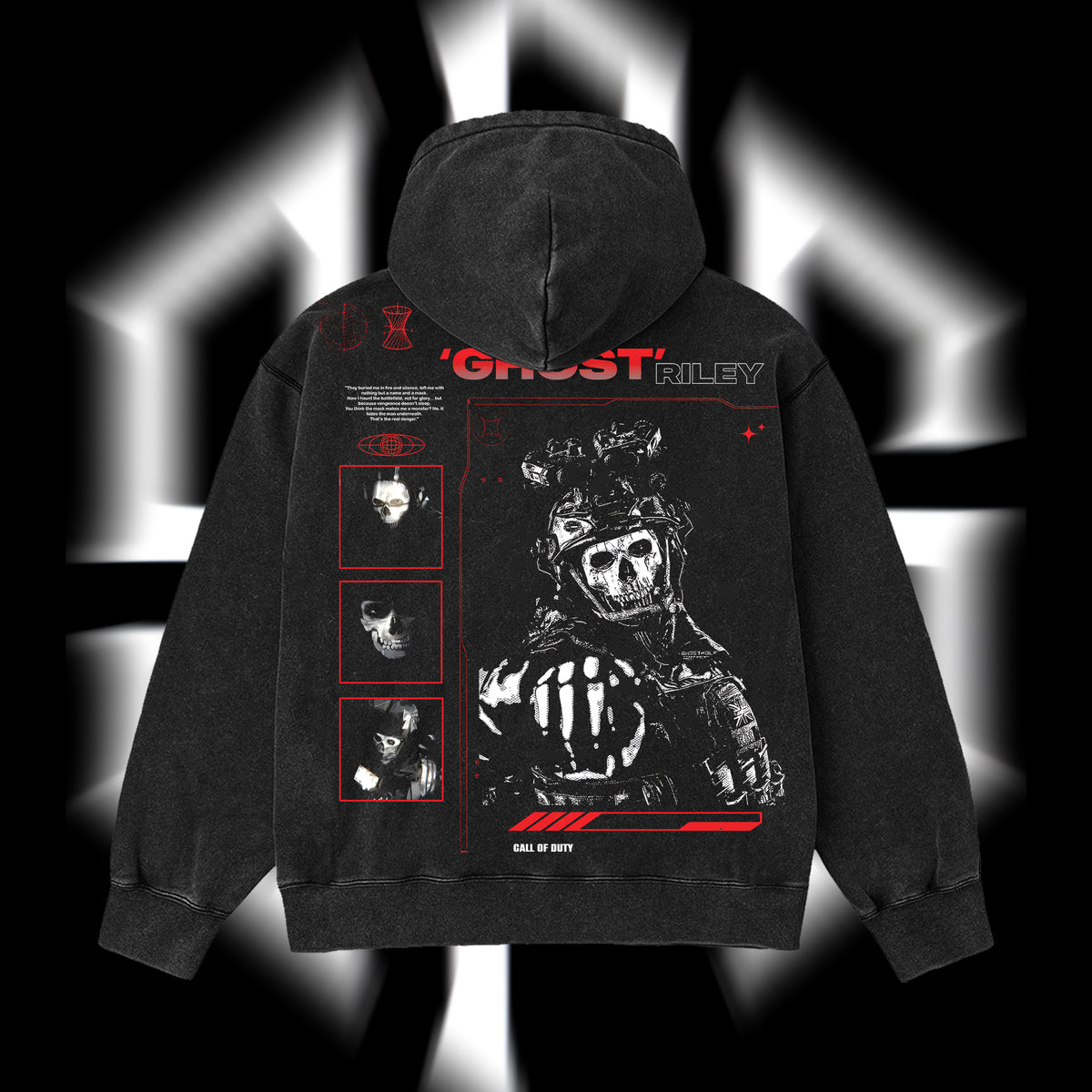 [Collection] Simon "Ghost" Riley Skull Mask Warrior Call of Duty: Modern Warfare Il Edition Double Printed Oversize Lightweight Acid Washed Hoodie