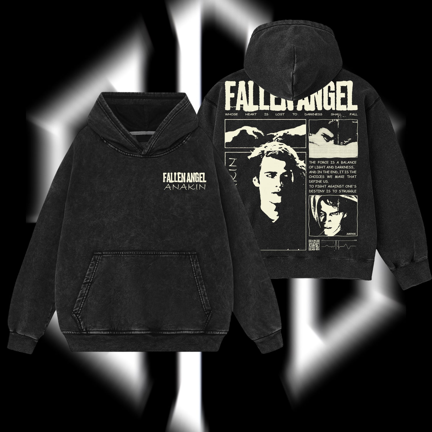 The Chosen One "Anakin Fallen Angel" Darth Vader - Star Wars Edition Double Printed Oversize Lightweight Acid Washed Hoodie