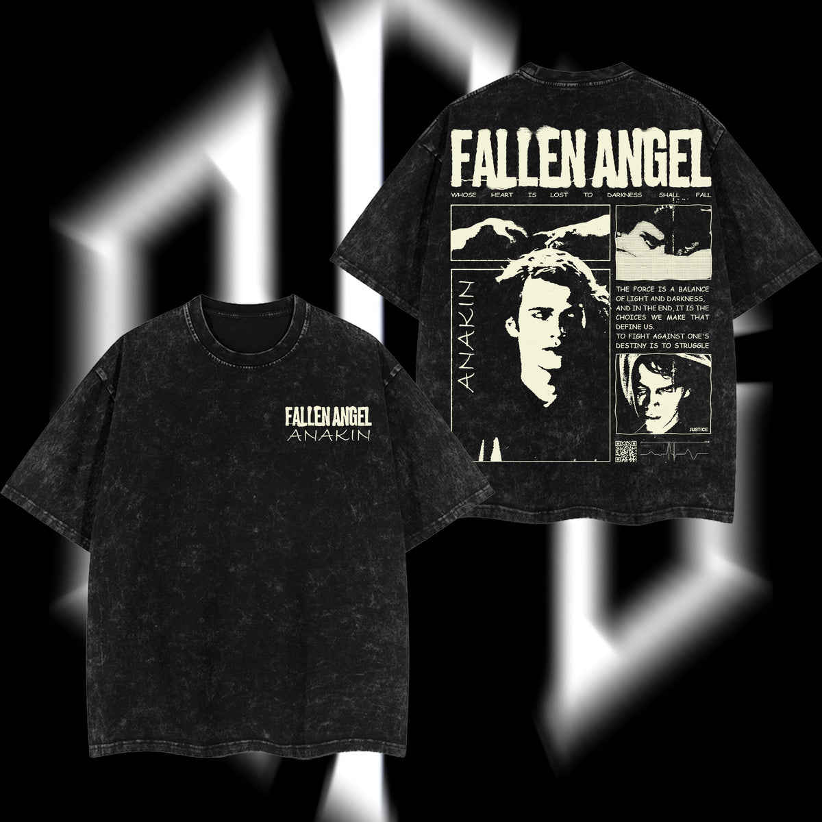 The Chosen One "Anakin Fallen Angel" Darth Vader - Star Wars Edition Double Printed Oversize Lightweight Acid Washed Tee
