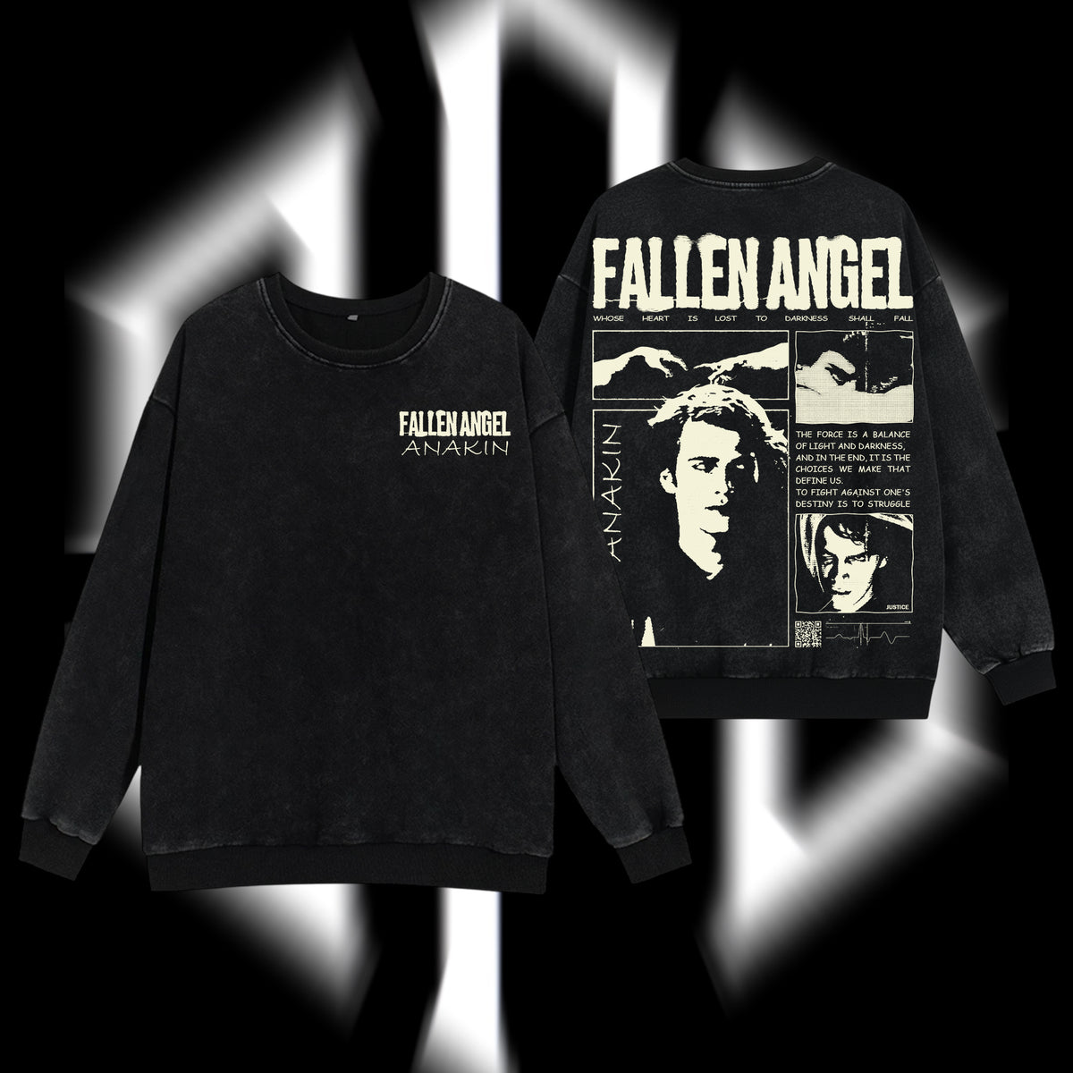 The Chosen One "Anakin Fallen Angel" Darth Vader - Star Wars Edition Double Printed Oversize Lightweight Acid Washed Sweater