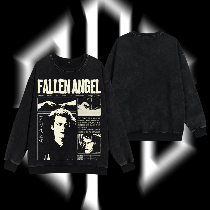 The Chosen One "Anakin Fallen Angel" Darth Vader - Star Wars Edition Double Printed Oversize Lightweight Acid Washed Sweater