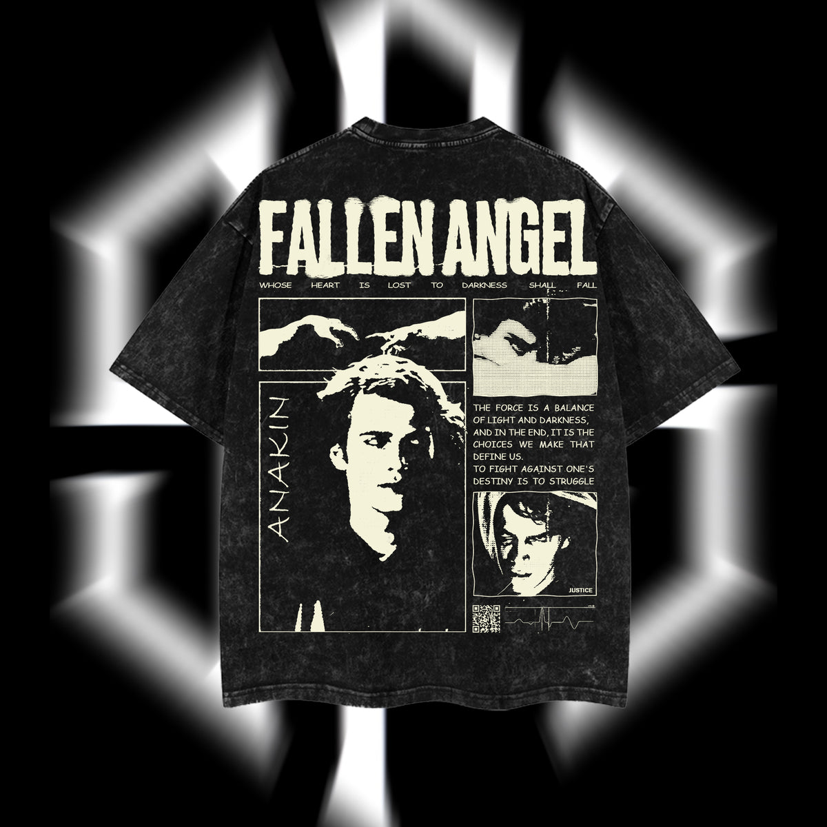 The Chosen One "Anakin Fallen Angel" Darth Vader - Star Wars Edition Double Printed Oversize Lightweight Acid Washed Tee