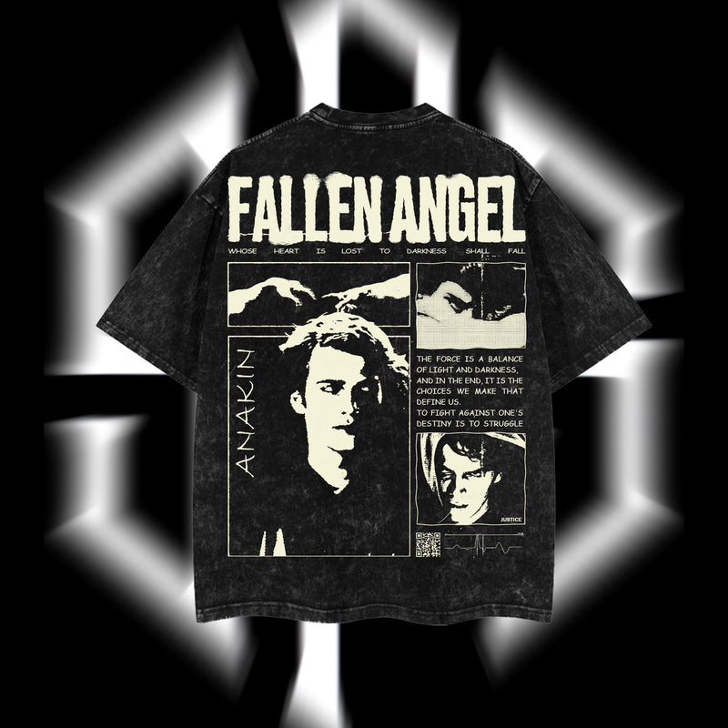 The Chosen One "Anakin Fallen Angel" Darth Vader - Star Wars Edition Double Printed Oversize Lightweight Acid Washed Tee