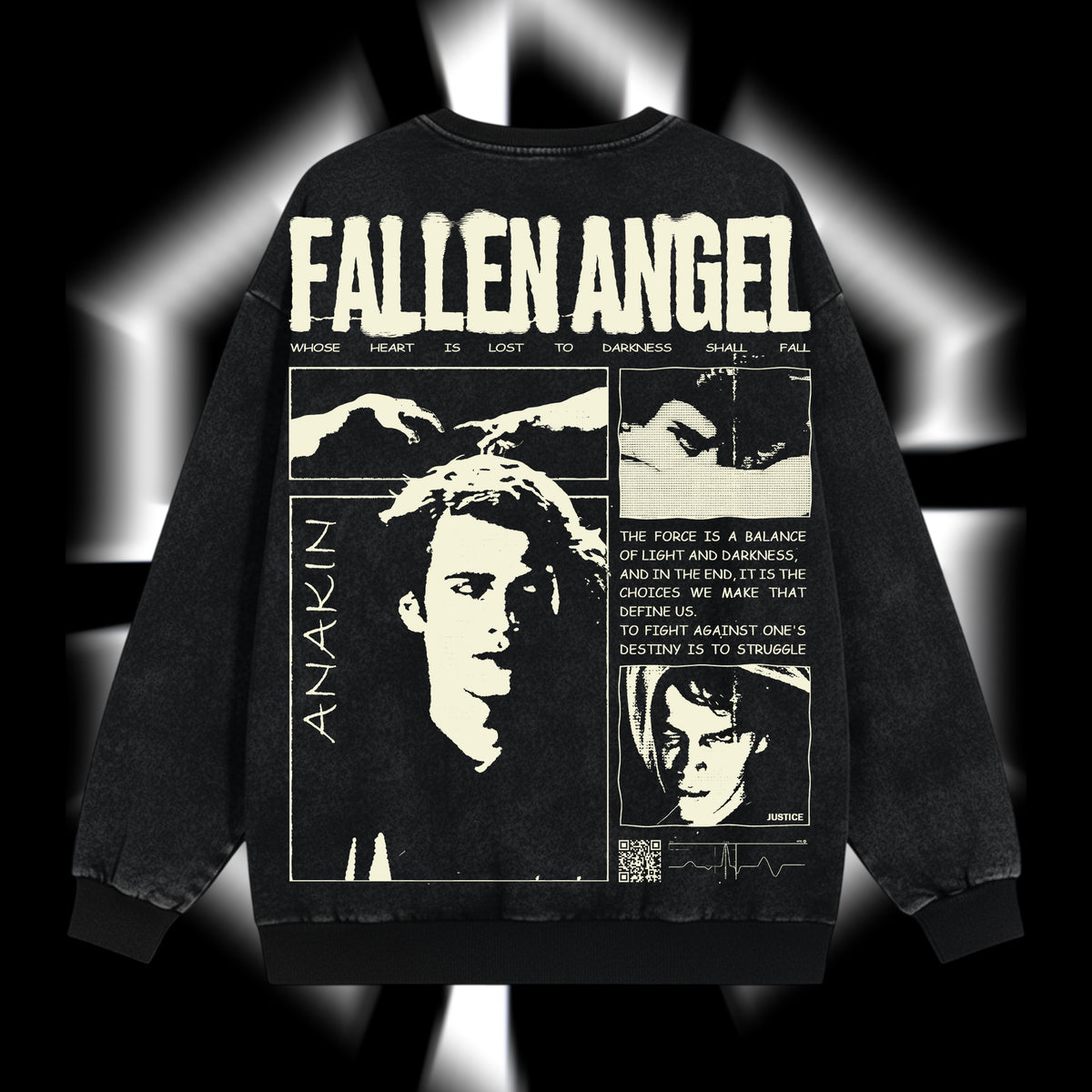 The Chosen One "Anakin Fallen Angel" Darth Vader - Star Wars Edition Double Printed Oversize Lightweight Acid Washed Sweater