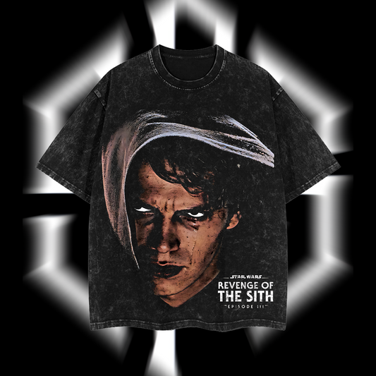 Anakin Skywalker "Rise of the Dark Chosen One" - Darth Vader Star Wars Edition Double-Printed Oversize Lightweight Acid-Washed Premium Cotton T-Shirt