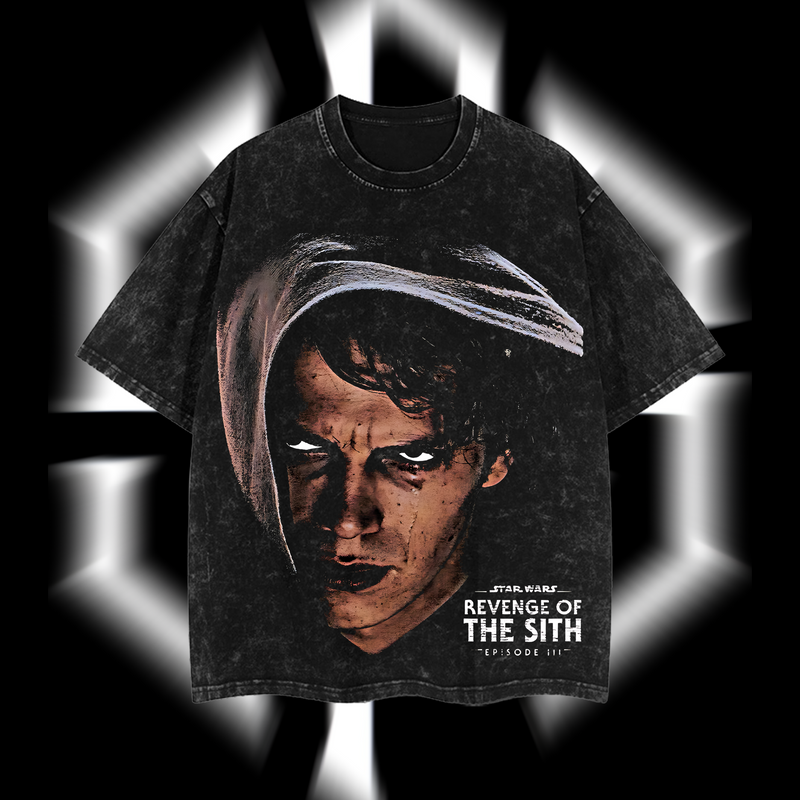 Anakin Skywalker "Rise of the Dark Chosen One" - Darth Vader Star Wars Edition Double-Printed Oversize Lightweight Acid-Washed Premium Cotton T-Shirt