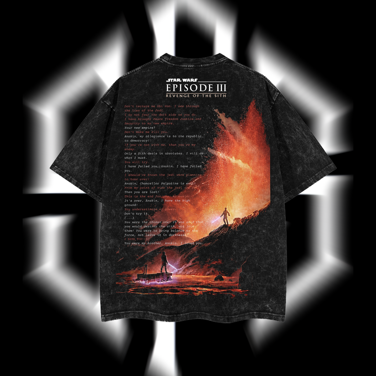 Anakin Skywalker "Rise of the Dark Chosen One" - Darth Vader Star Wars Edition Double-Printed Oversize Lightweight Acid-Washed Premium Cotton T-Shirt