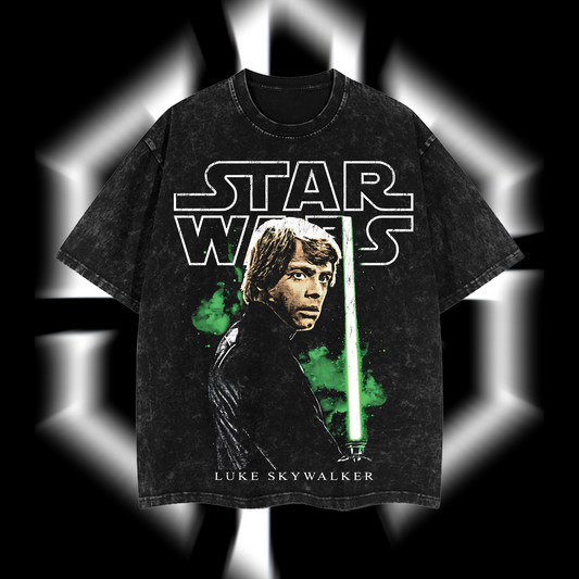 Luke Skywalker – The Jedi Legend Star Wars Edition Double-Printed Oversize Lightweight Acid-Washed Premium Cotton T-Shirt