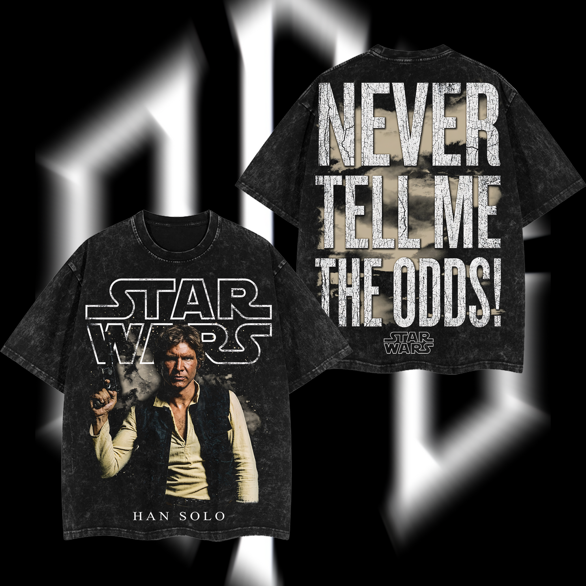 Han Solo – The Legendary Smuggler Star Wars Edition Double-Printed Oversize Lightweight Acid-Washed Premium Cotton T-Shirt