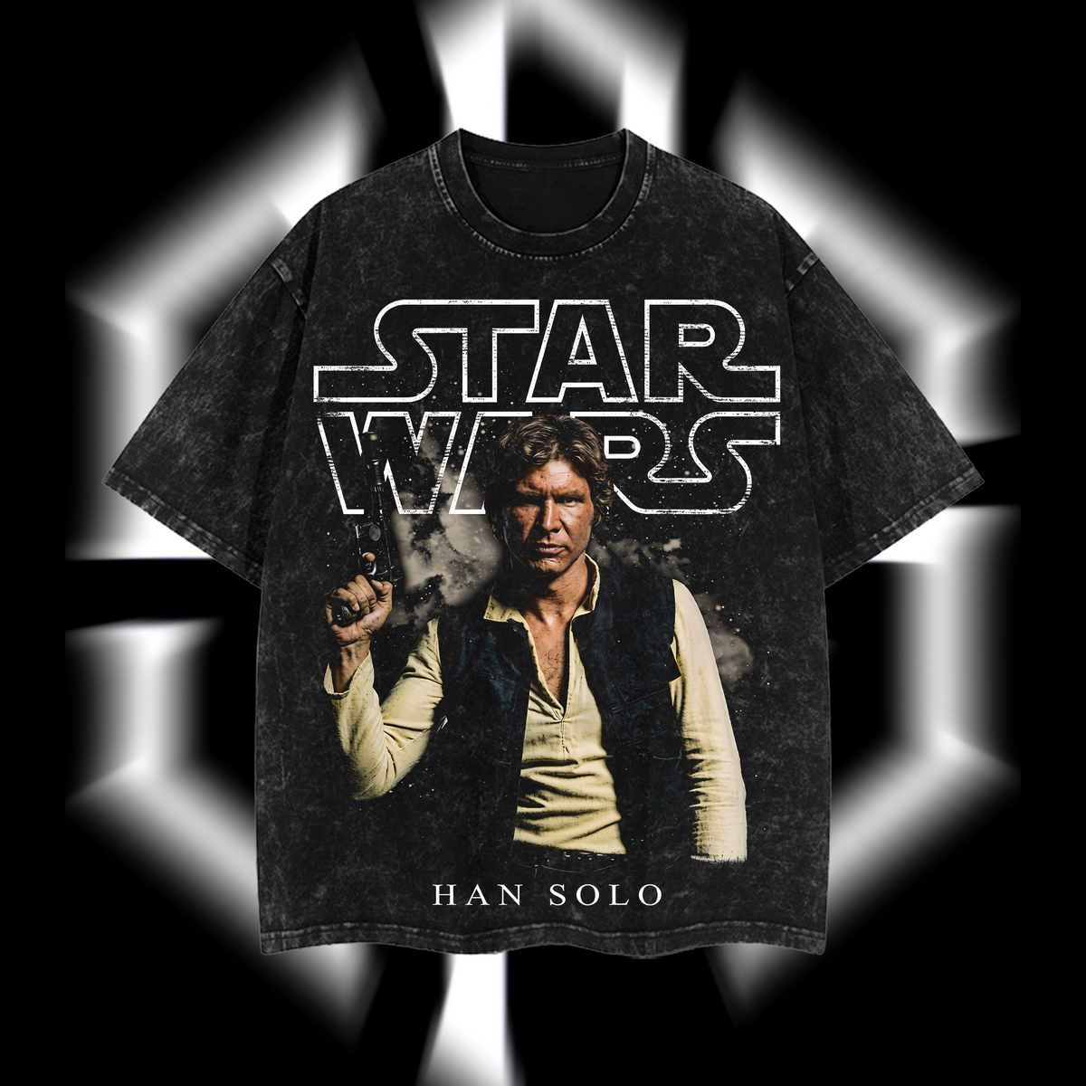 Han Solo – The Legendary Smuggler Star Wars Edition Double-Printed Oversize Lightweight Acid-Washed Premium Cotton T-Shirt