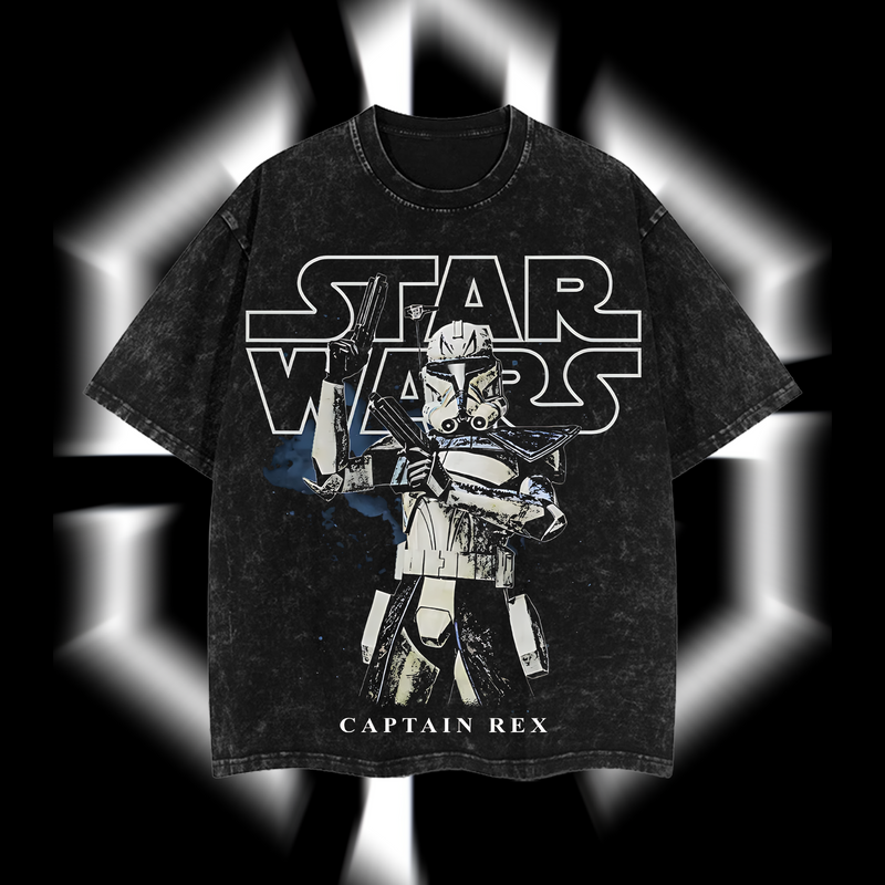 Captain Rex – The 501st Legend Star Wars Edition Double-Printed Oversize Lightweight Acid-Washed Premium Cotton T-Shirt