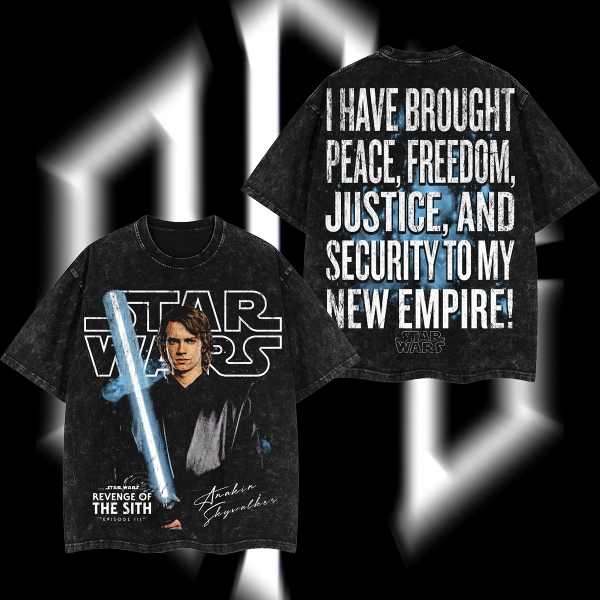 Anakin Skywalker "The Fallen Chosen One" - Darth Vader Star Wars Edition Double-Printed Oversize Lightweight Acid-Washed Premium Cotton T-Shirt