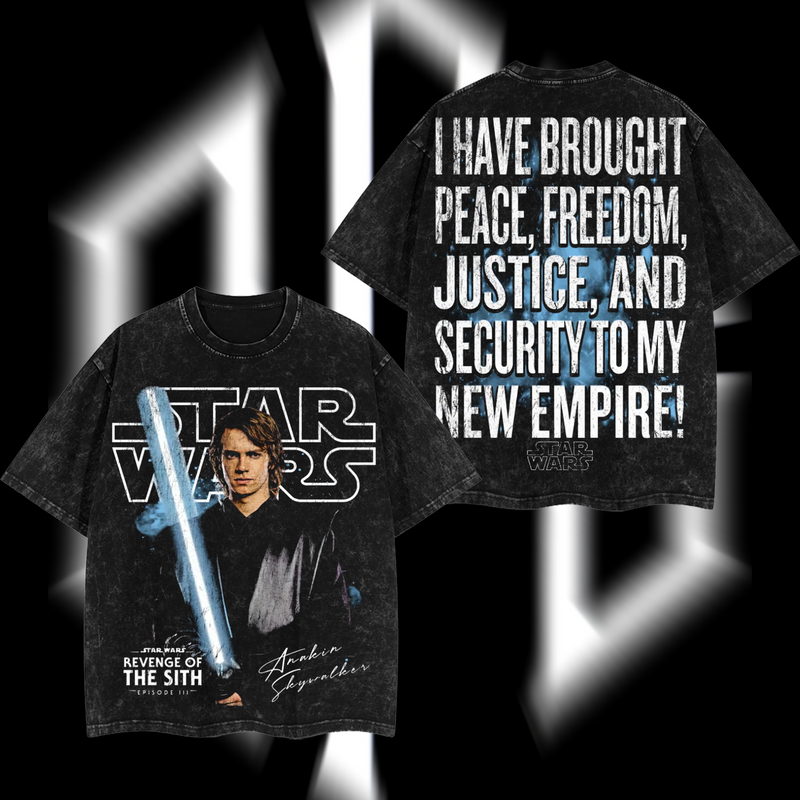 Anakin Skywalker "The Fallen Chosen One" - Darth Vader Star Wars Edition Double-Printed Oversize Lightweight Acid-Washed Premium Cotton T-Shirt