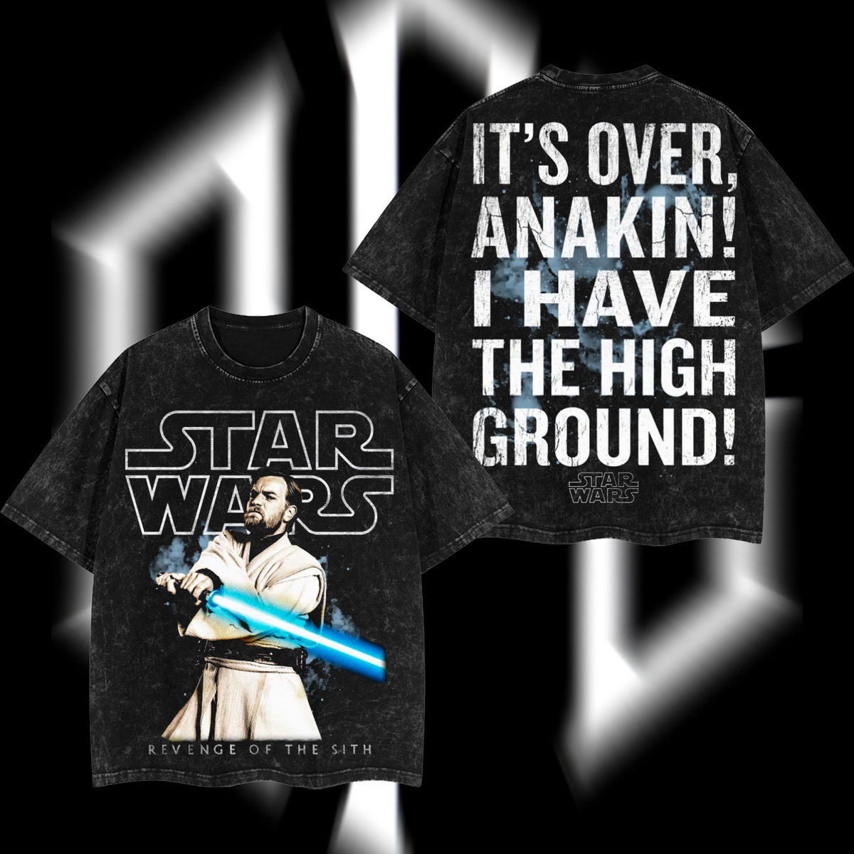Obi-Wan Kenobi – The High Ground Master Star Wars Edition Double-Printed Oversize Lightweight Acid-Washed Premium Cotton T-Shirt