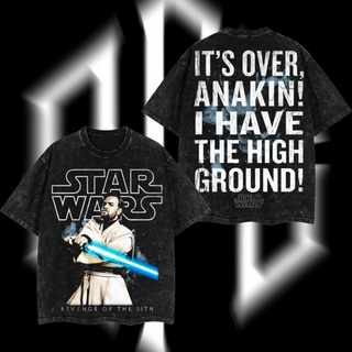 Obi-Wan Kenobi – The High Ground Master Star Wars Edition Double-Printed Oversize Lightweight Acid-Washed Premium Cotton T-Shirt