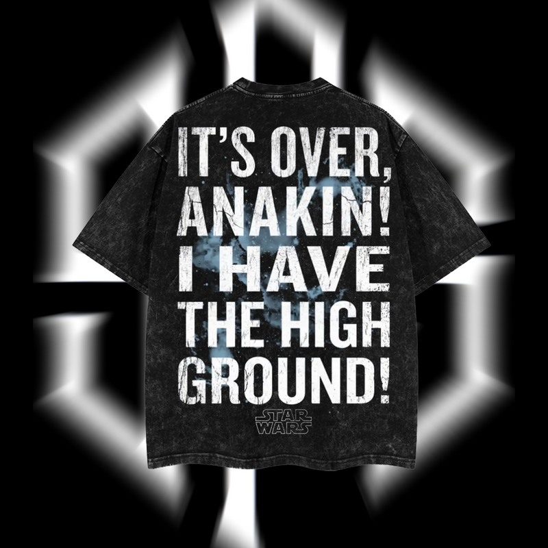 Obi-Wan Kenobi – The High Ground Master Star Wars Edition Double-Printed Oversize Lightweight Acid-Washed Premium Cotton T-Shirt