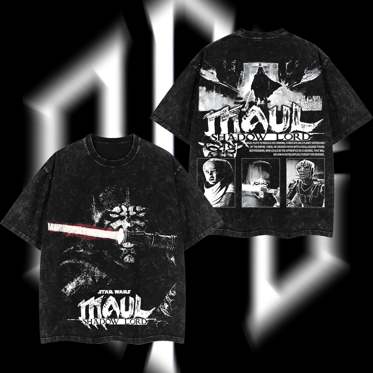 Darth Maul – The Crimson Warrior Star Wars Edition Double-Printed Oversize Lightweight Acid-Washed Premium Cotton T-Shirt