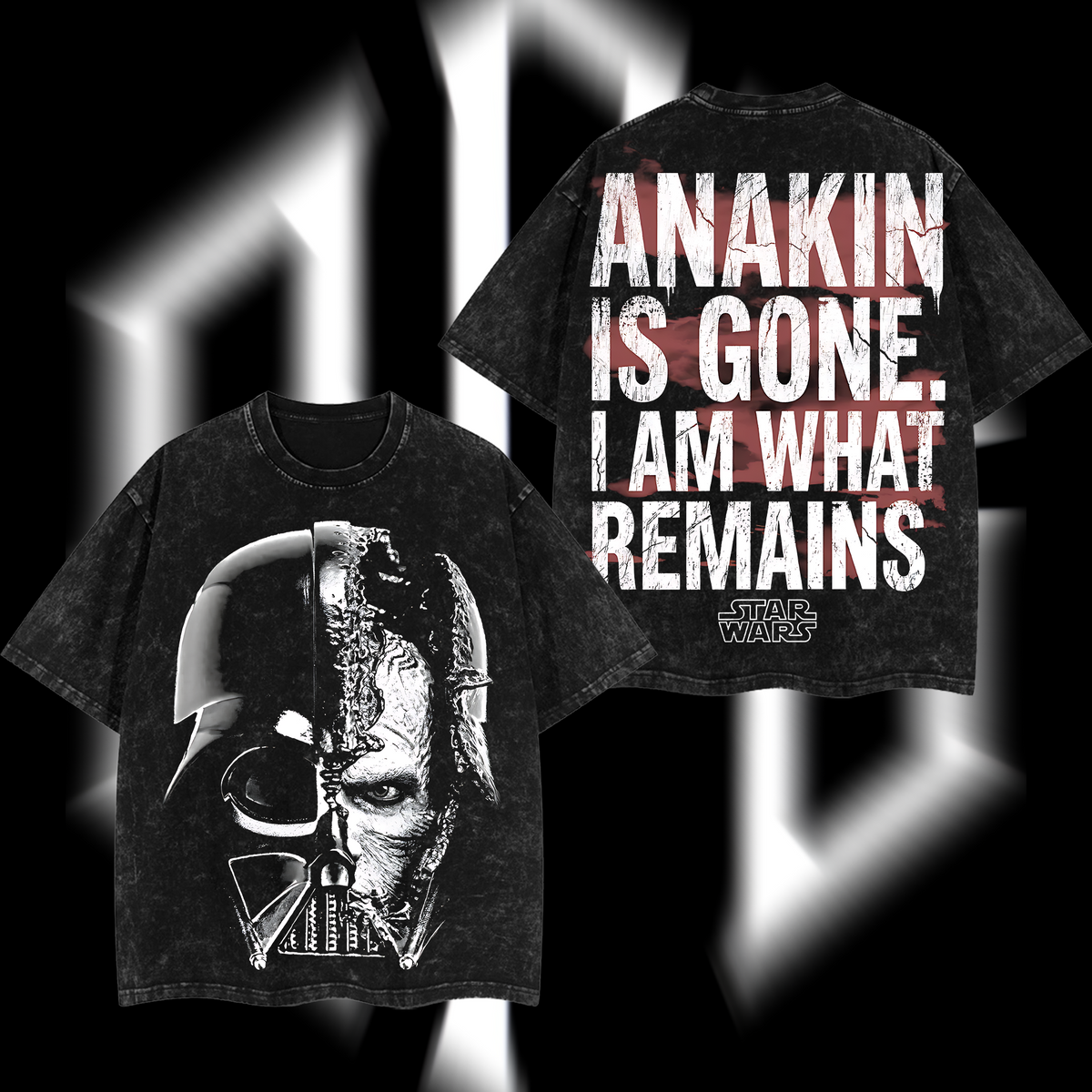 Anakin Skywalker "The Chosen One" Darth Vader Star Wars Edition Double-Printed Oversize Lightweight Acid-Washed Premium Cotton T-Shirt