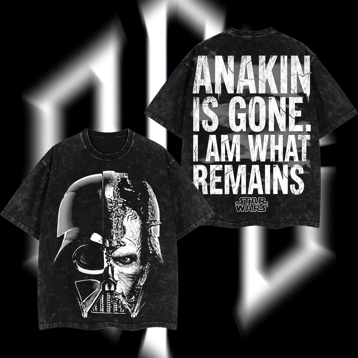 Anakin Skywalker "The Chosen One" Darth Vader Star Wars Edition Double-Printed Oversize Lightweight Acid-Washed Premium Cotton T-Shirt