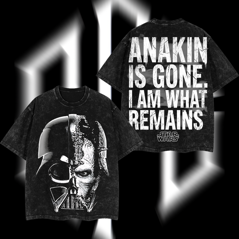 Anakin Skywalker "The Chosen One" Darth Vader Star Wars Edition Double-Printed Oversize Lightweight Acid-Washed Premium Cotton T-Shirt