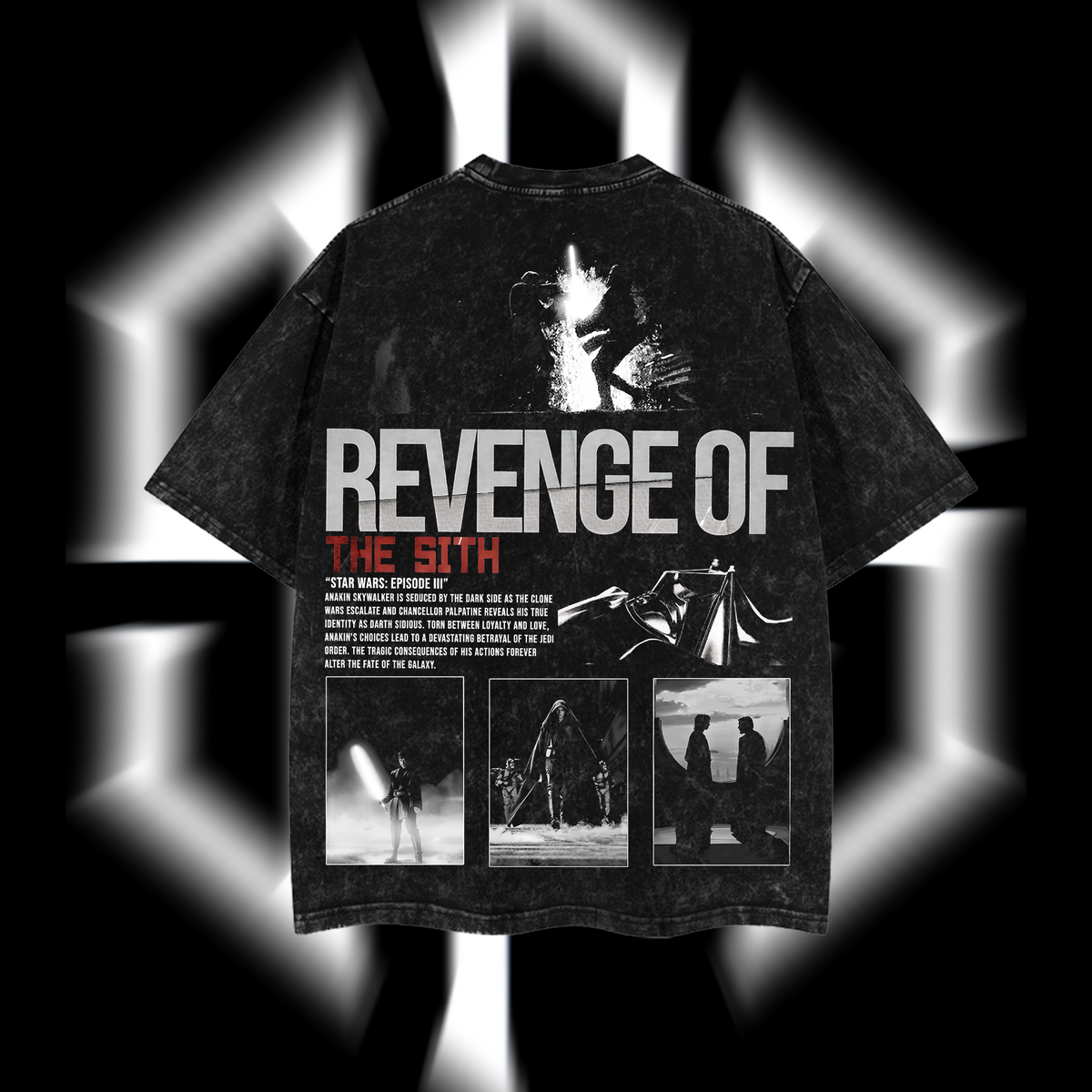 Anakin Skywalker – From Jedi Knight to Darth Vader Star Wars Edition Double-Printed Oversize Lightweight Acid-Washed Premium Cotton T-Shirt