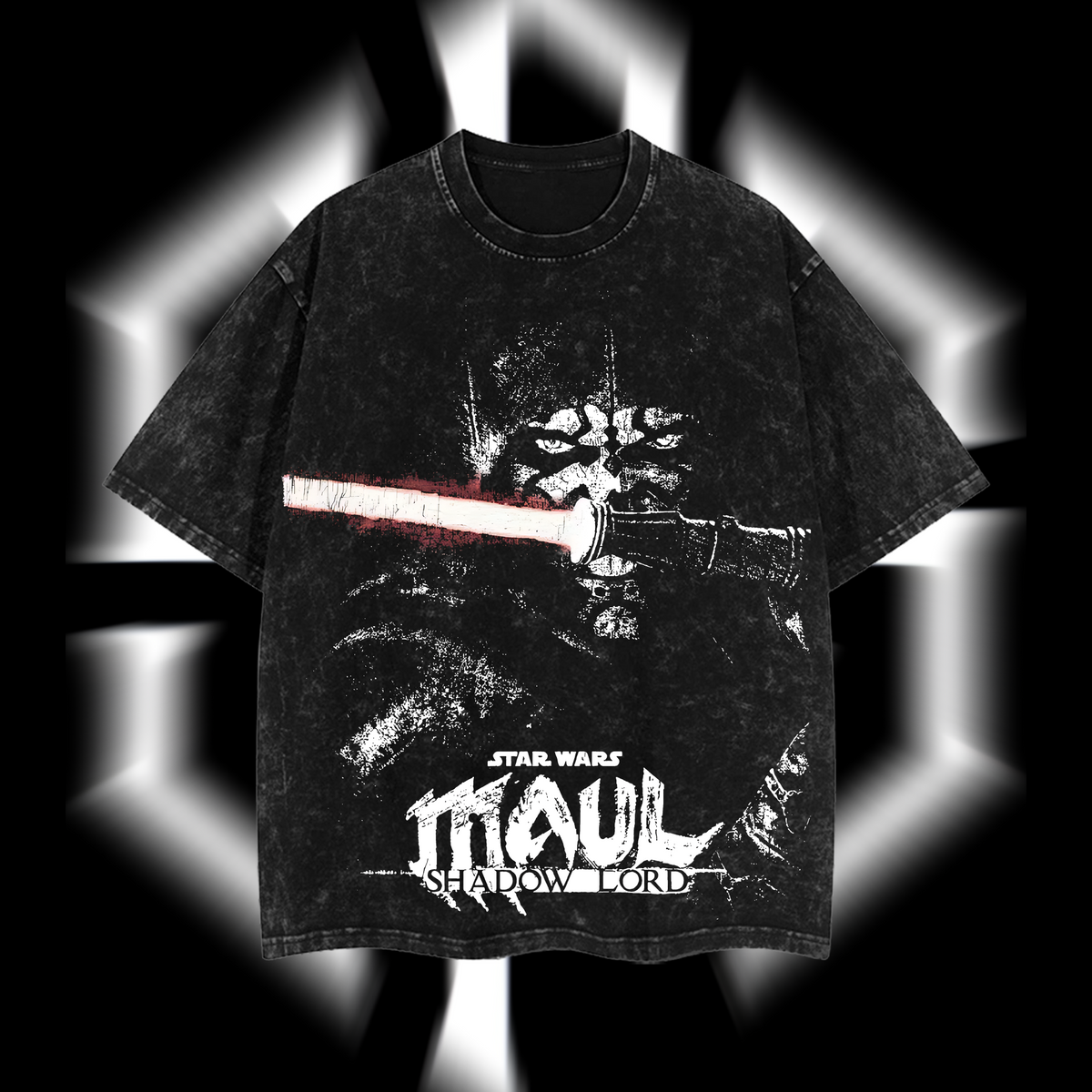 Darth Maul – The Crimson Warrior Star Wars Edition Double-Printed Oversize Lightweight Acid-Washed Premium Cotton T-Shirt