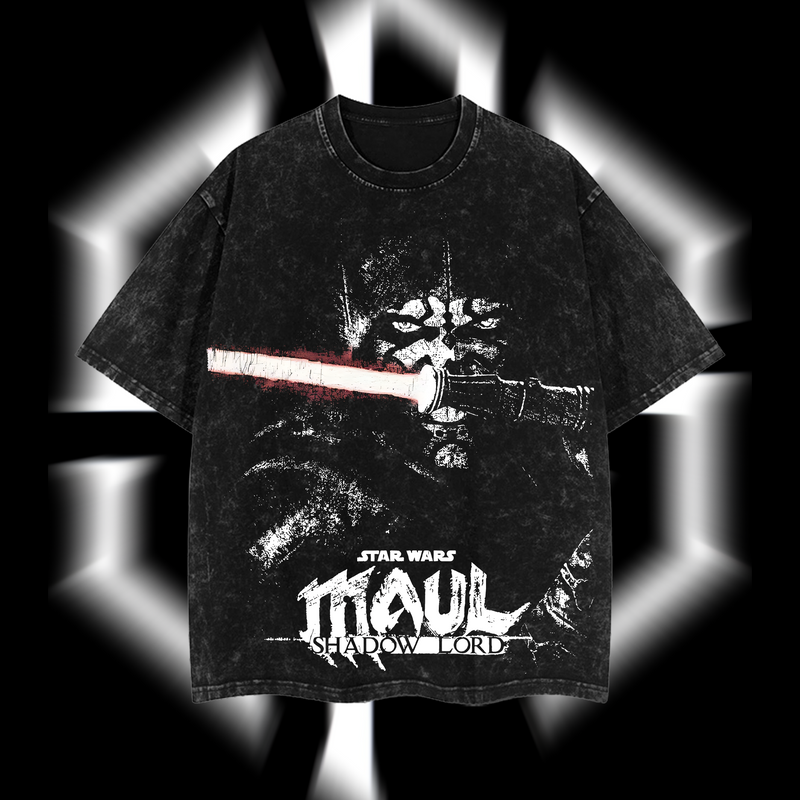 Darth Maul – The Crimson Warrior Star Wars Edition Double-Printed Oversize Lightweight Acid-Washed Premium Cotton T-Shirt