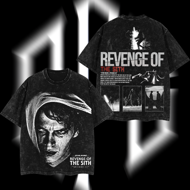 Anakin Skywalker – From Jedi Knight to Darth Vader Star Wars Edition Double-Printed Oversize Lightweight Acid-Washed Premium Cotton T-Shirt