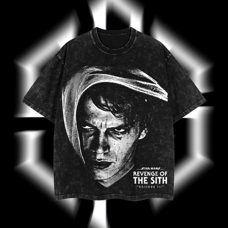 Anakin Skywalker – From Jedi Knight to Darth Vader Star Wars Edition Double-Printed Oversize Lightweight Acid-Washed Premium Cotton T-Shirt