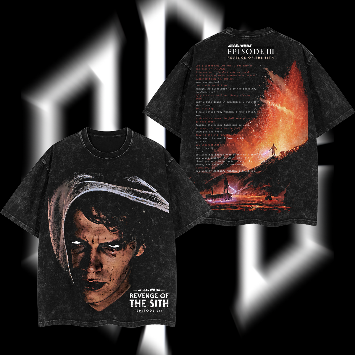 Anakin Skywalker "Rise of the Dark Chosen One" - Darth Vader Star Wars Edition Double-Printed Oversize Lightweight Acid-Washed Premium Cotton T-Shirt