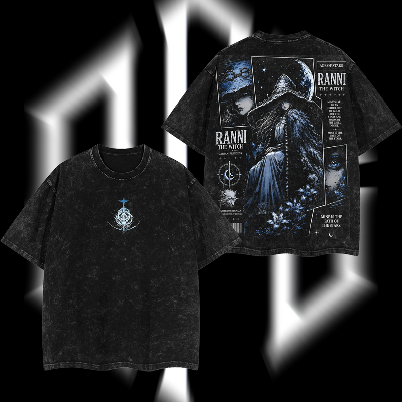 Ranni "The Age of Stars" - Elden Ring Edition Double Printed Oversize Lightweight Acid Washed T-Shirt