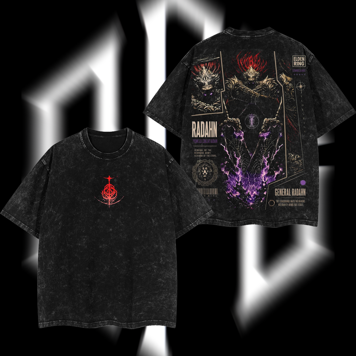 Radahn "The Starscourge Reborn" - Elden Ring Edition Double Printed Oversize Lightweight Acid Washed T-Shirt