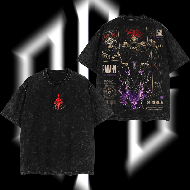 Radahn "The Starscourge Reborn" - Elden Ring Edition Double Printed Oversize Lightweight Acid Washed T-Shirt